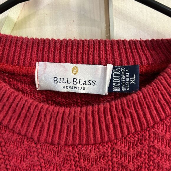 Vintage Bill Blass Mens Sweater XL Chunky Knit Red Classic Grandpa Dad Christmas - Picture 2 of 10